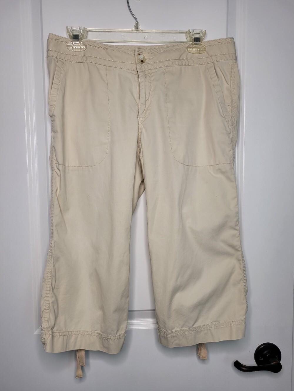 BANANA REPUBLIC Khaki Cinched Capri Pants Drawstring Hem tie-leg Y2K Womens 6